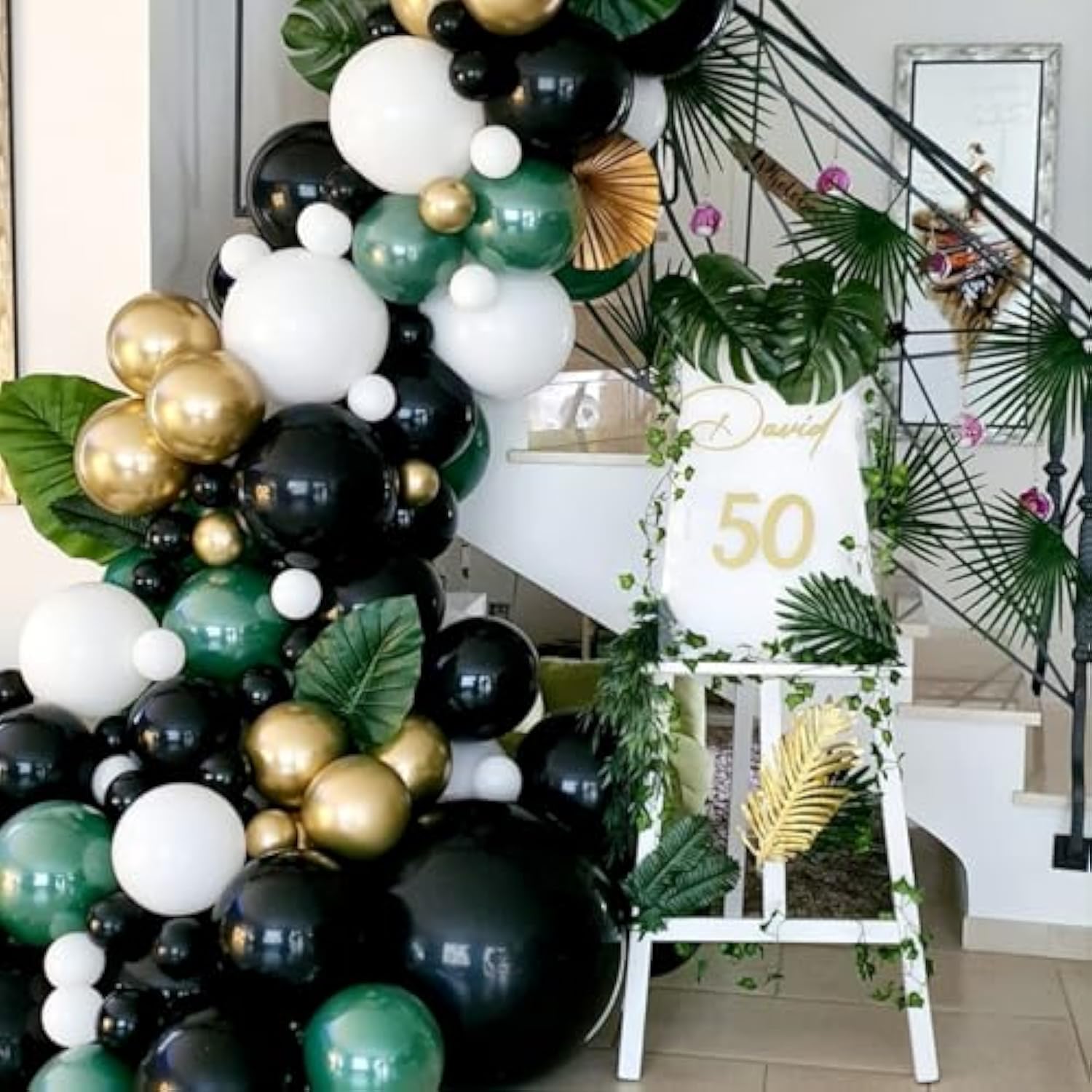 65pcs Black Gold Green Balloons 12in for Birthday Graduation & Party Decor