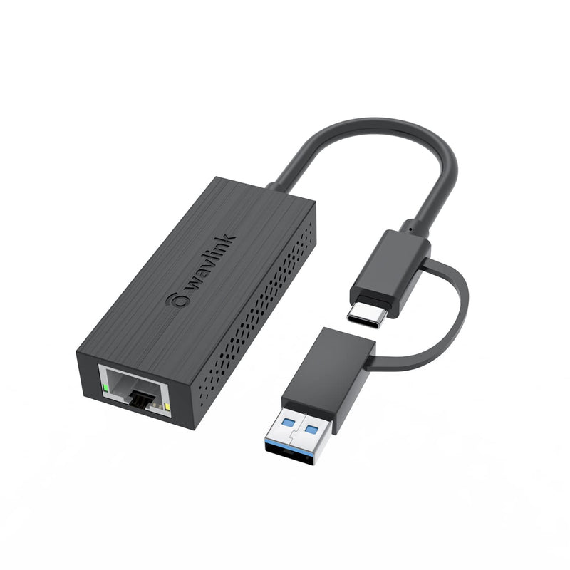 USB C to 2.5G Ethernet Adapter, WAVLINK 2-in-1 USB 3.2 Type A/Type C (Thunderb