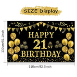 21St Birthday Decorations For Her Him, Men Women Black Gold 21St Birthday Backdrop Banner, 21 Years Old Party Supplies Photography Background Girls Boys
