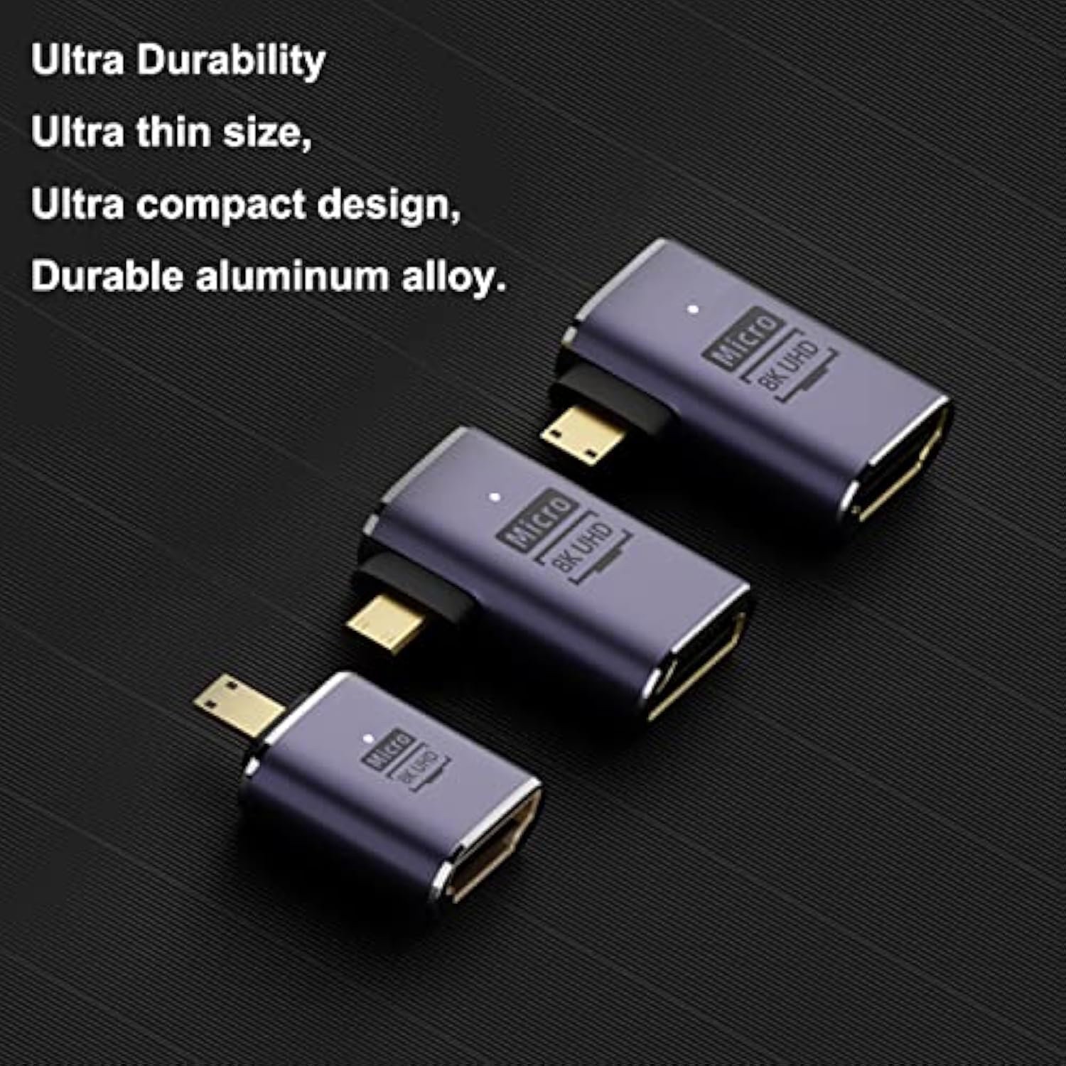 8K Micro Hdmi To Hdmi Adapter (3 Pack), 90 Degree Left And Right Angle Micro H