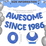 Pre-Strung Awesome Since 1986 Banner Glitter Happy 40Th Birthday Banner Funny 40Th Birthday Decorations 1986 Party Decorations For Men Women Anniversary(Navy Blue)