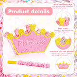 Pink Princess Piñata For Girls With Stick Blindfold And Confetti Crown Piñata For Princess Party Decorations, Photo Prop, Birthday, Funny Anniversary