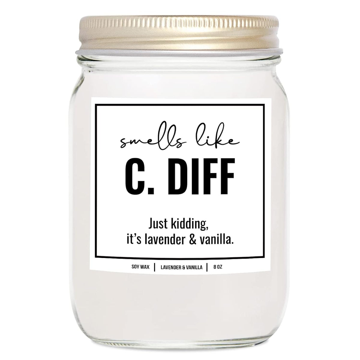 You Nique Designs, Smell Like C. Diff Registered Nurse Candle, 4 Oz, Funny Nurse Gifts For Women, Rn Candle For Nurses, Gi Nurse Appreciation, Future Nurse Graduation Gift (Lavender & Vanilla)