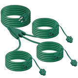 Extension Cord Outdoor With Multiple Outlets - Christmas Waterproof 1 To 3 Power Splitter, Ul Certified, 15A/1500W/16Awg/3C Power Cables Plugs For Decoration Lights, Max 13Ft (Combined 25Ft), Green