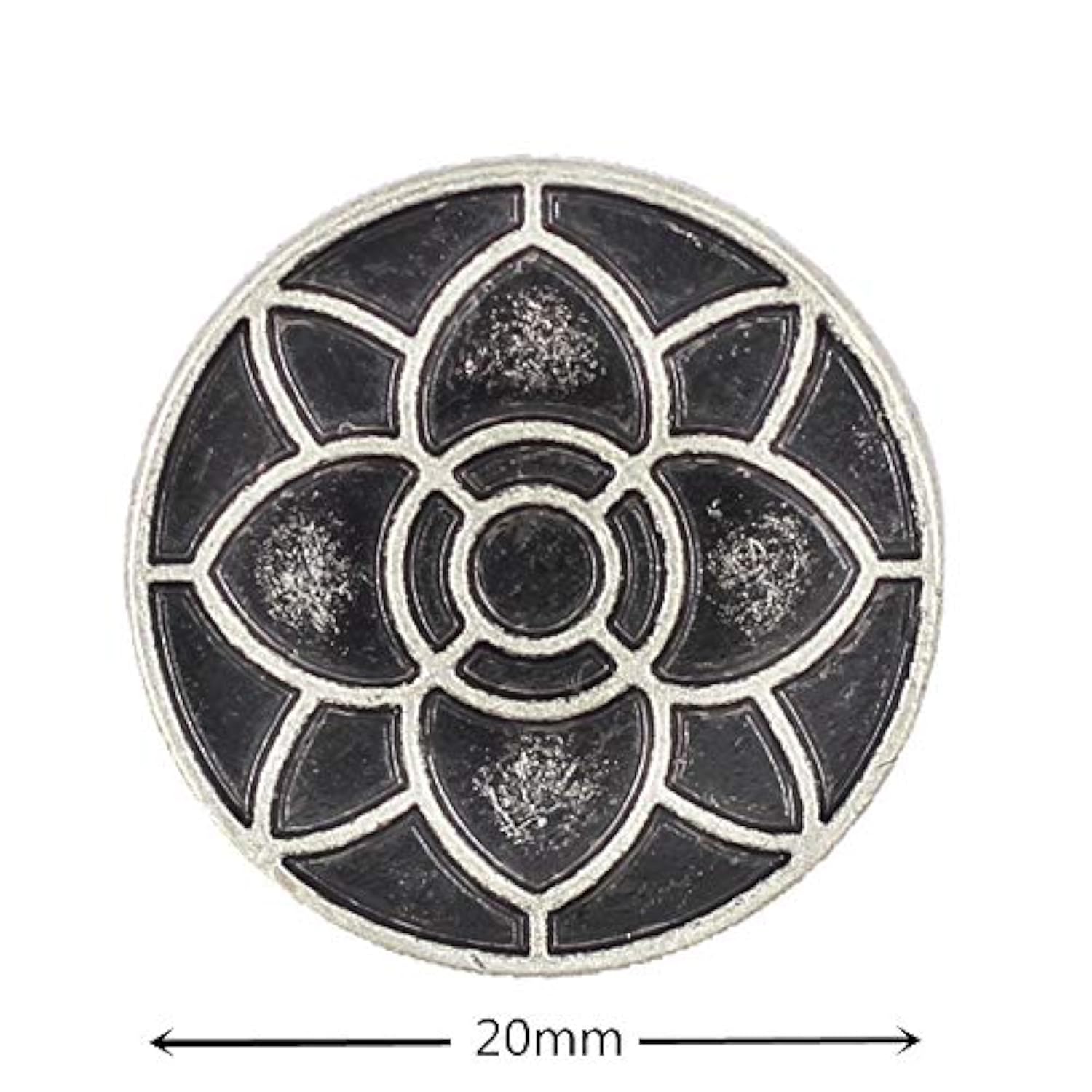 12 Pieces Lotus Blossom Metal Shank Buttons. 20Mm (3/4 Inch) (Antique