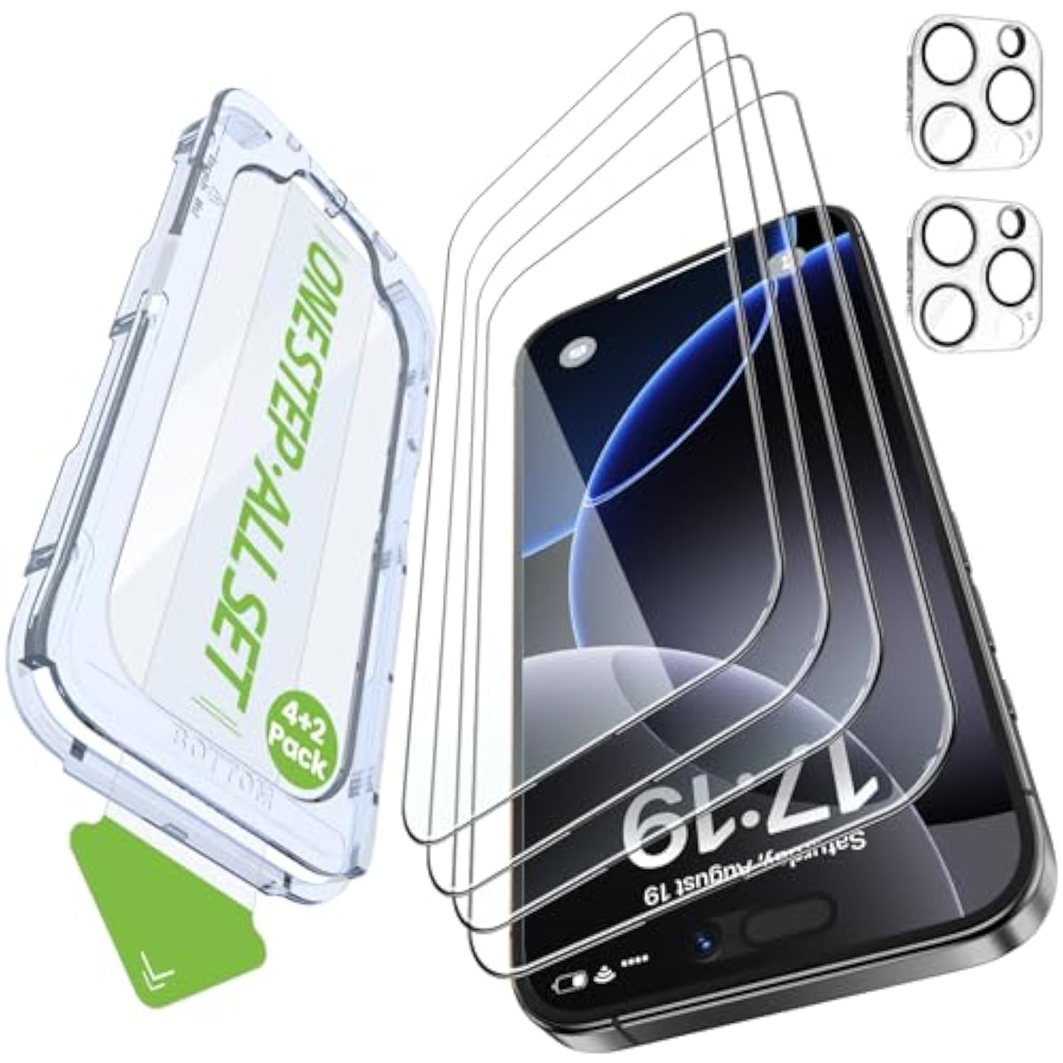 4 Pack Iphone 16 Pro Max Screen Protector With 2-Pack Camera Lens Protector[99.99%Hd Clear][9H Tempered Glass][Bubble Free][Easy Installation][Smooth Touch][Anti-Fingerprint],4+2 Dual Protection