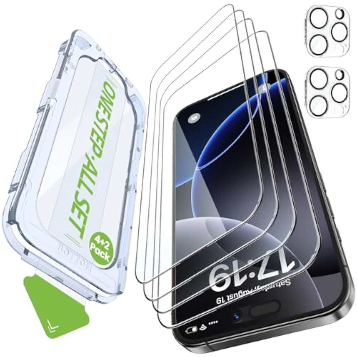 4 Pack Iphone 16 Pro Max Screen Protector With 2-Pack Camera Lens Protector[99.99%Hd Clear][9H Tempered Glass][Bubble Free][Easy Installation][Smooth Touch][Anti-Fingerprint],4+2 Dual Protection