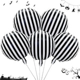 Halloween Skull Foil Balloon Set: Black & White Striped Skeleton Decor