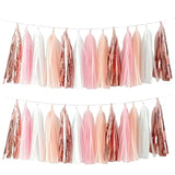 Rose Gold Peach White Pink Tassel Garland Banner, 20 Pack, Tassel Garland Party Decorations For Birthday, Boho Music Festival, Baby Shower,Bridal,Wedding
