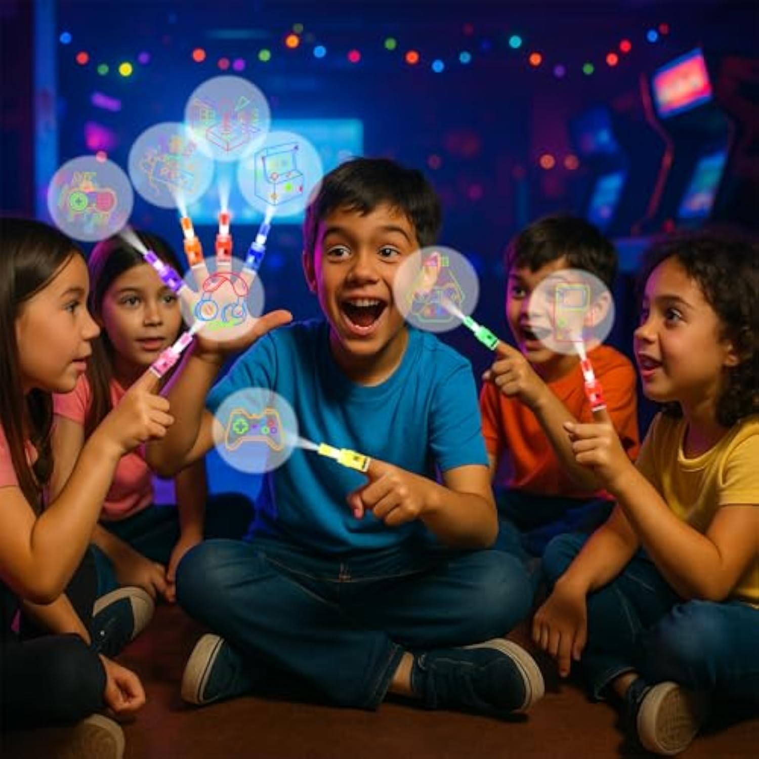 24Pcs Video Game Party Favors Led Finger Lights, Glow In The Dark Light Up Toys Gifts Bulk For Kids Boy Girl Birthday Goodie Bags Fillers Back To School Party Classroom Prizes Party Supplies