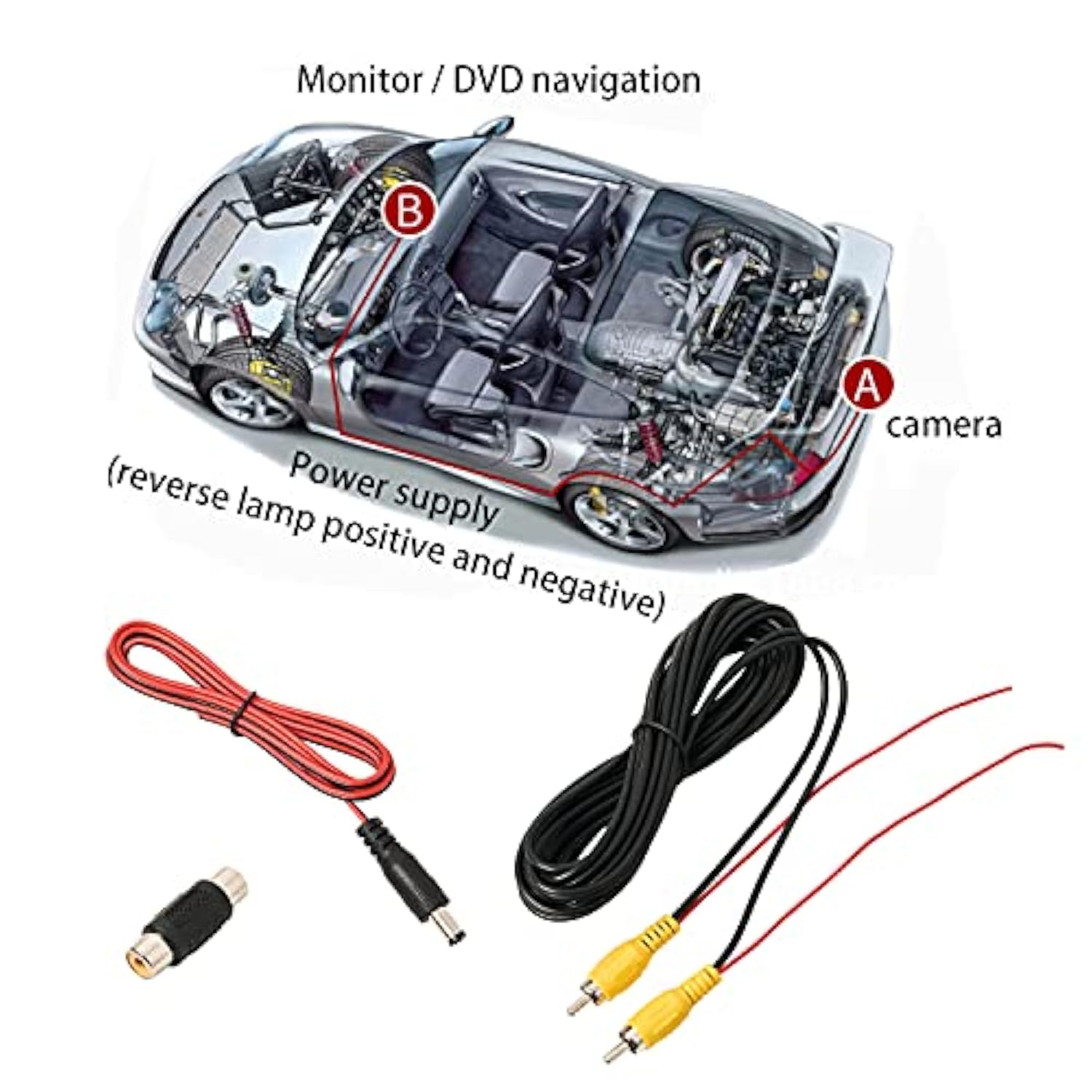 Backup Camera Rca Video Cable, Car Reverse Rear View Camera Video Cable With D