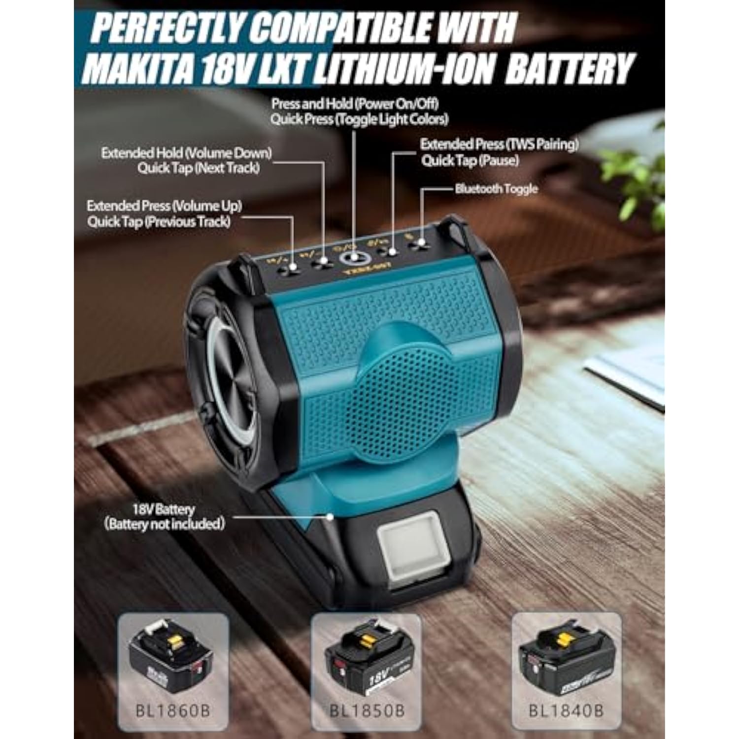 Bluetooth Speaker For Makita 18V Lxt Battery,30W Cordless Small Speaker For Jobsites, Home And Party (Battery Not Included)