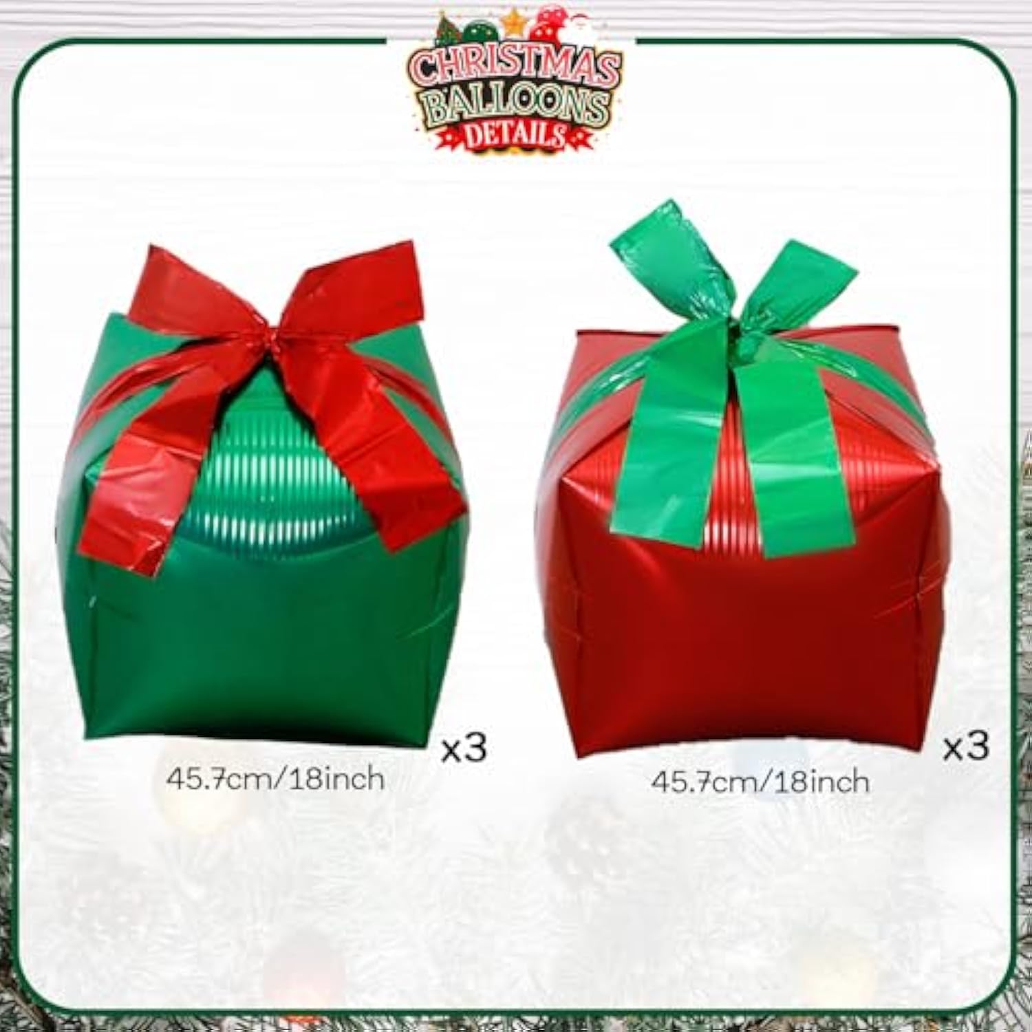 Christmas Foil Balloons, 18 Inch Red Green Gift Box Mylar Foil Balloons With Bow For Xmas Party Decorations, Large Merry Christmas Boxes Balloon For Balloon Garland New Year Party Decor Supplies