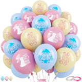 Happy Easter Balloons, 60Pcs 12 Inch Pastel Light Pink Blue Blue Cute Bunny Spring Easter Eggs Party Balloons For Kids Girl Boy Cute Egg Easter Spring Birthday Party Baby Shower Decorations