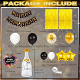 2026 New Year Party Kit with Balloons, Banner, Foil Balloons, and Fringe Curtain Backdrop