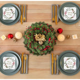 Christmas Napkins 100 Pack – Disposable Paper Beverage Cocktail Napkins With Gold Merry Christmas Wreath For Holiday Party Decor