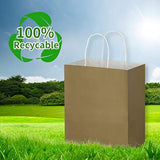 50 Pack 8X4.75X10 Inch Medium Gold Kraft Paper Bags With Handles Bulk, Gift Wrap Bags For Favors Grocery Retail Party Birthday Shopping Business Goody Craft Merchandise Take Out Sacks