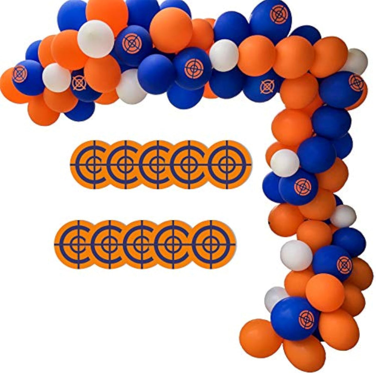 Dart War Party Balloon Garland Kit 113Pack Blue Orange Black Balloons Target Sign