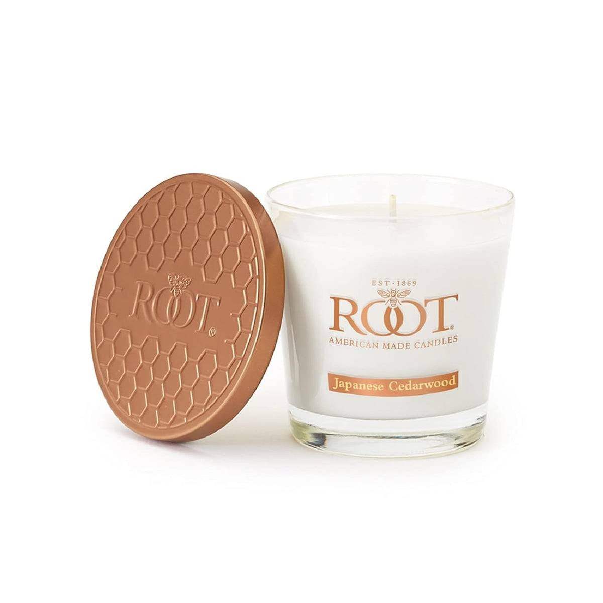 Root Candles Scented Candles Honeycomb Veriglass Premium Handcrafted Beeswax Blend Candle, Small, Japanese Cedarwood
