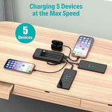 Portable Charger With Built In Cables,10000Mah Slim Usb C Power Bank,5 Output 3 Input Led Display High Speed External Battery Pack Travel Phone Charger For Iphone Samsung Pixel Lg Moto Ipad,Purple