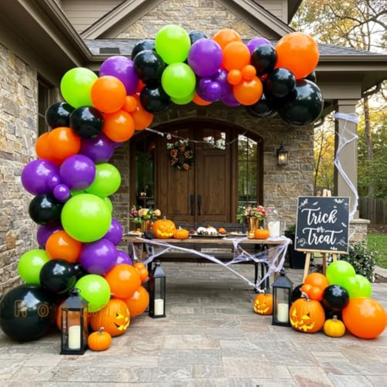 146Pc Halloween Balloon Arch Kit – Orange Black Green Purple Party Garland