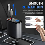 Ticci Retractable Car Charger [60W Usb C With Cables] 4-In-1 Retractable Car Charger Fast Charging For Iphone 16, 15, 14, 13, 12 Series, Usb-C, Android