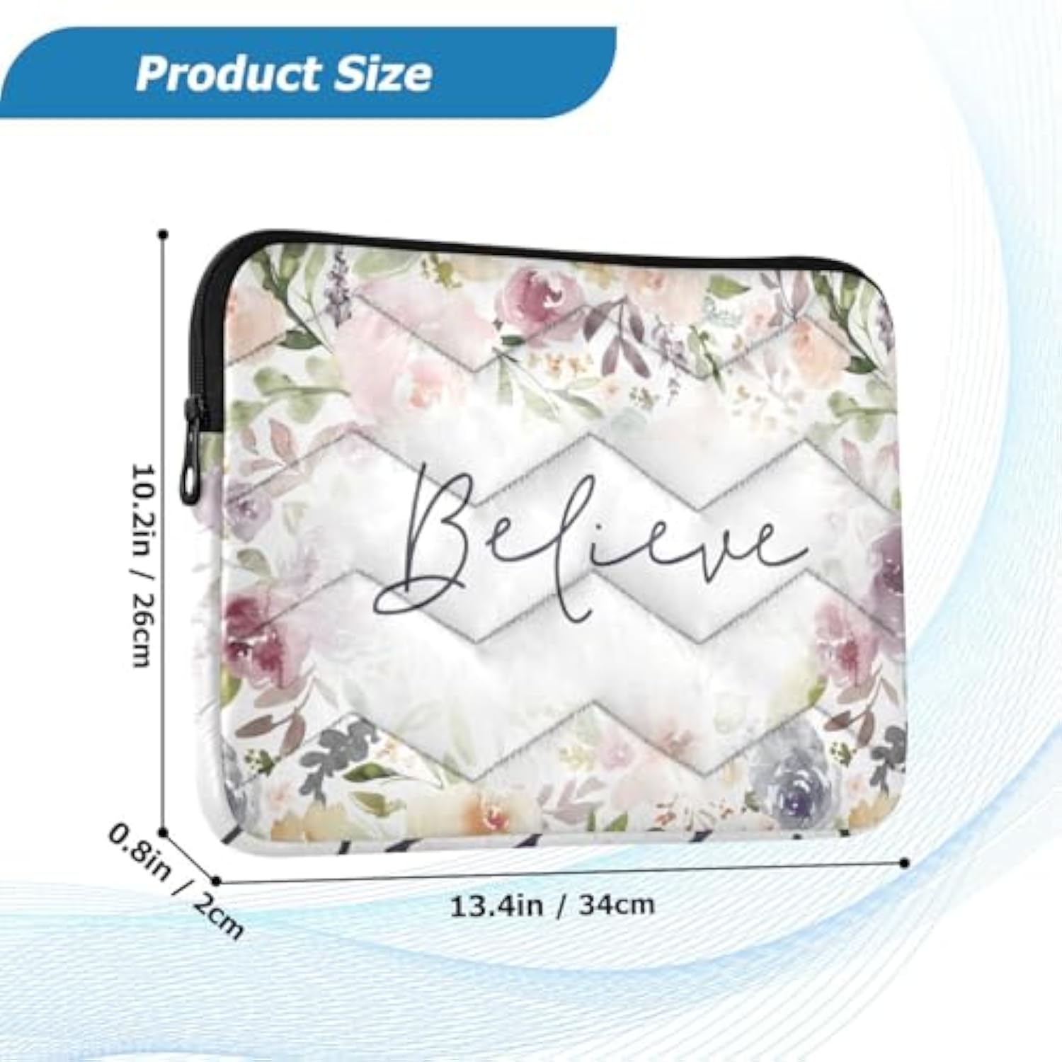 Have Faith Believe Christian Rose Flowers Laptop Sleeve Case 13, 13.3, 14 Inch, Computer Cases For Pad Tablet, Waterproof Briefcase Bag