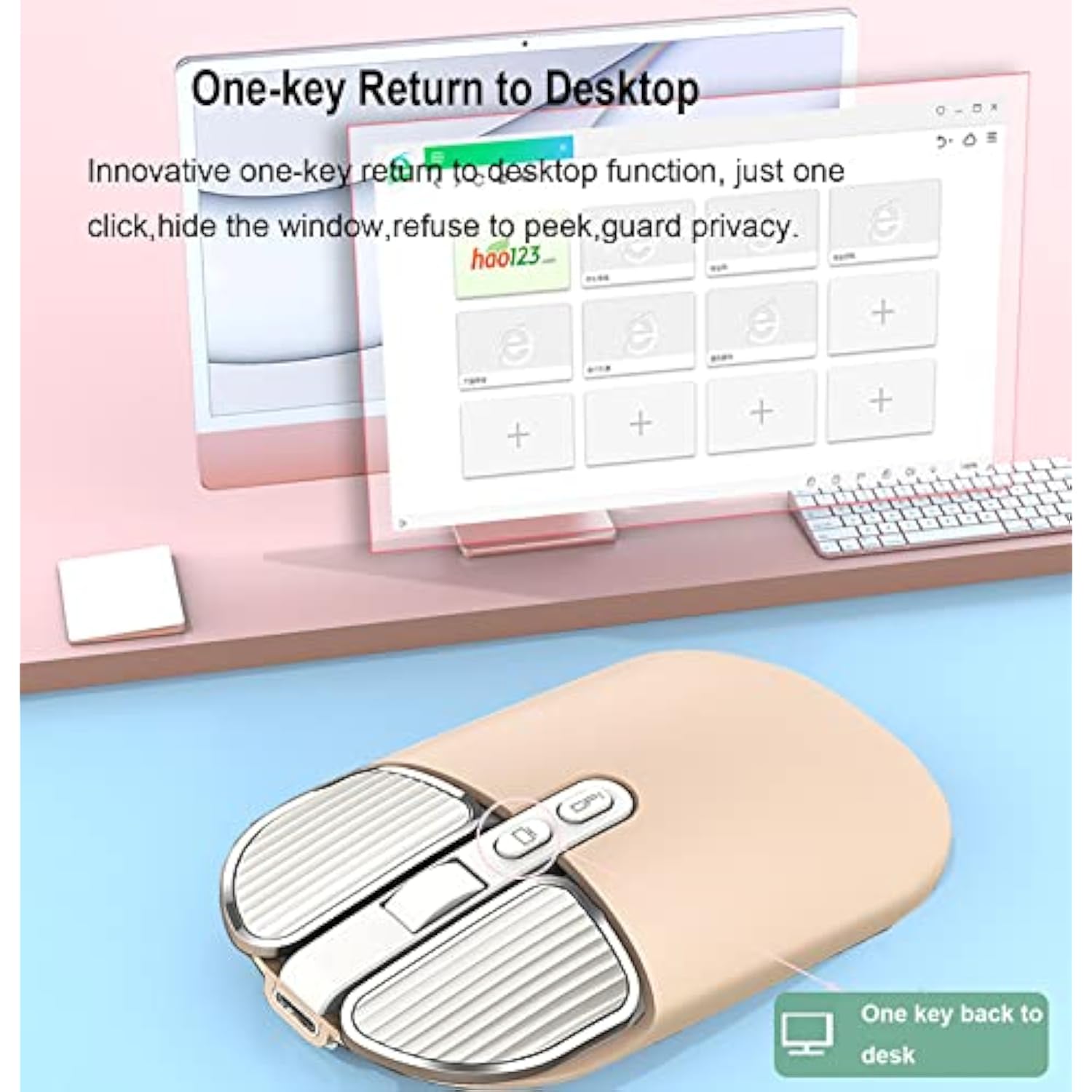 2.4G Wireless Rechargeable Mouse With Usb Receiver,One Click Return To Desk,Mu