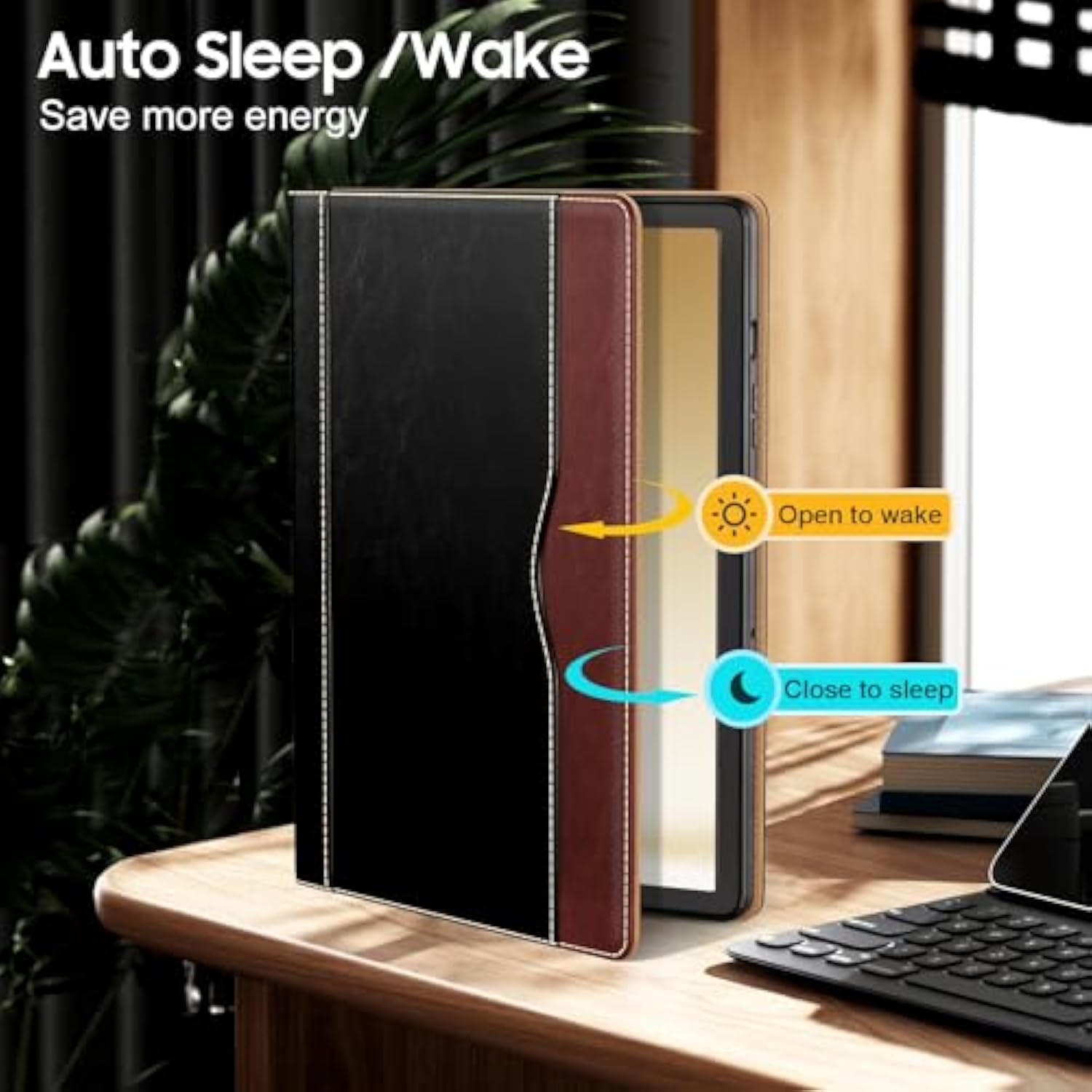 Case For Samsug Galaxy Tab A9+ Plus 11 Inch 2024(Smx210/X216/X218), Pu Leather Folio Cover With Multiangle Stand//Pen Holder, Auto Wake/Sleep Case For Galaxy A9+ 11" Tablet (Black+Brown)
