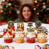 24pcs Happy New Year 2026 Cupcake Toppers Party Decorations