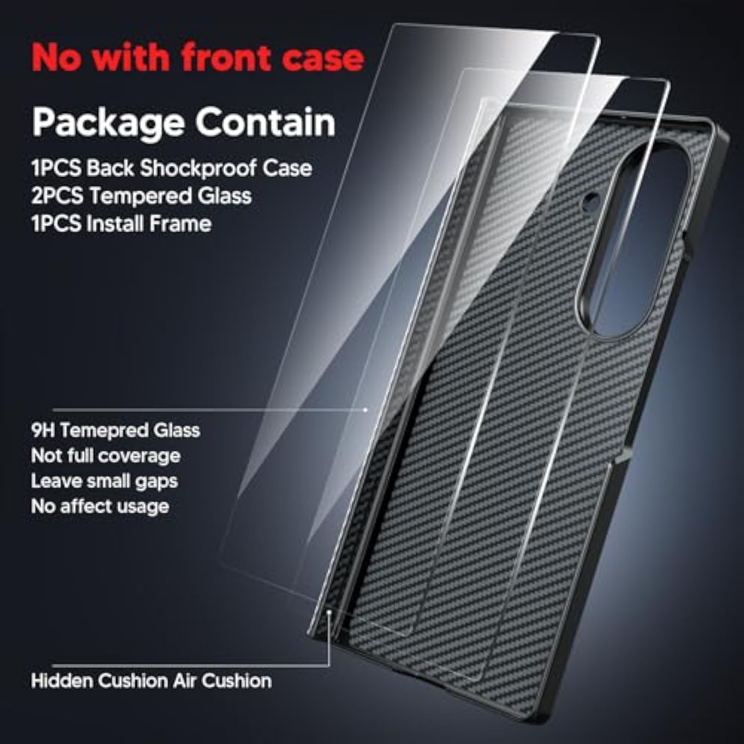 For Samsung Galaxy Z Fold 7 Case With 360° Magnetic Stand - Military Grade Shockproof Case With 2 X Screen Protector, Compatible With Magsafe, Carbon Fiber Texture Design For Z Fold 7, Black