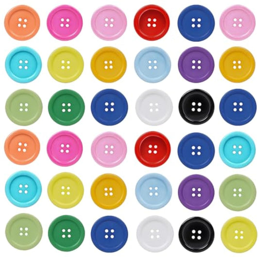 Mix Color Plastic Resin Circle Big Button 4 Holes Diy Craft Sewing 30M