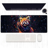 Cute Red Panda Gaming Mouse Pad, Extended Red Pandas In Confetti Desk Mat Computer Laptop Mousepad, Robust Stitched Edges, 31.5"×11.8" Large Office Keyboard Mouse Pads For Home Desktop Decor