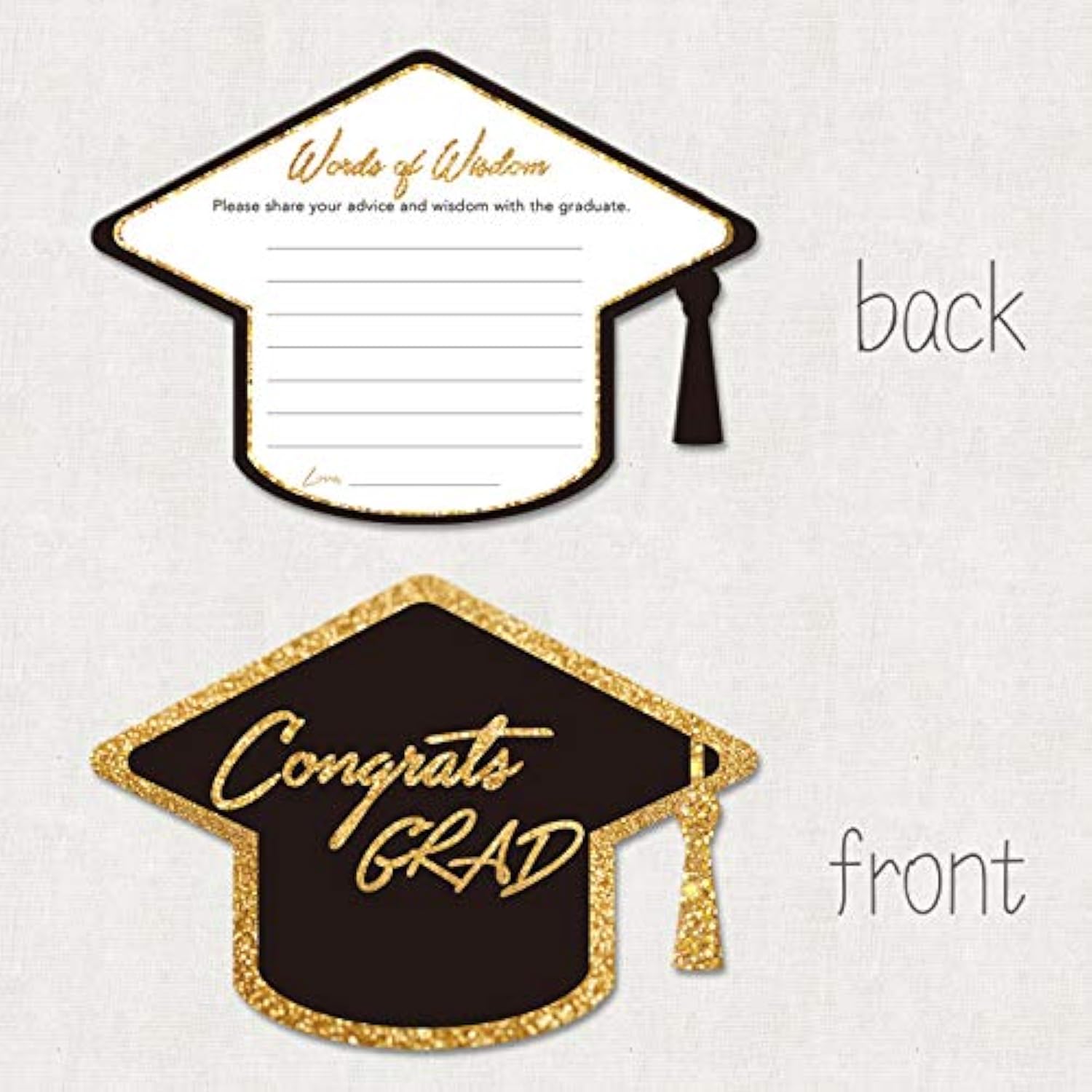 Graduation Advice Cards For The Graduate (50 Pack), High School Or College Graduation Party Games Decorations Supplies, Well Wishes Card For Graduates, Advice For The Graduate Cards (Black)