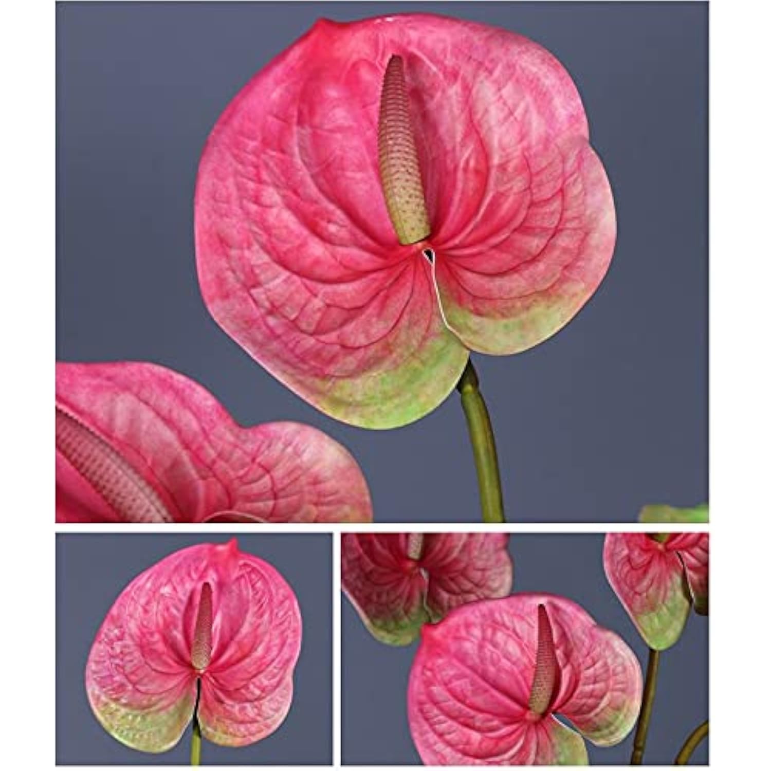 6 Pcs 27" Simulation Large Artificial Anthurium Lily Flowers Permanent Flower For Home Decoration Bouquet And Green Leaf? Wedding Festival Decoration Flower Arrangement (Pink)
