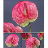 6 Pcs 27" Simulation Large Artificial Anthurium Lily Flowers Permanent Flower For Home Decoration Bouquet And Green Leaf? Wedding Festival Decoration Flower Arrangement (Pink)