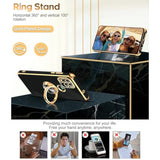 For Moto G Stylus 5G 2021 Case: With Tempered Glass Screen Protector [2 Pack] 360° Rotatable Ring Holder Magnetic Kickstand, Plating Rose Gold Edge Motorola G Stylus 5G 2021 Case, Black