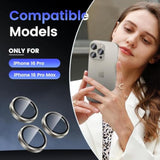 Camera Lens Protector For Iphone 16 Pro Max /Iphone 16 Pro, Anti-Scratch, Anti-Shatter, Case-Friendly, Tempered 9H+ Glass, Hd View W/Night Shoot, W/Aluminum Rim Rear Camera Screen Cover- Natural Titanium