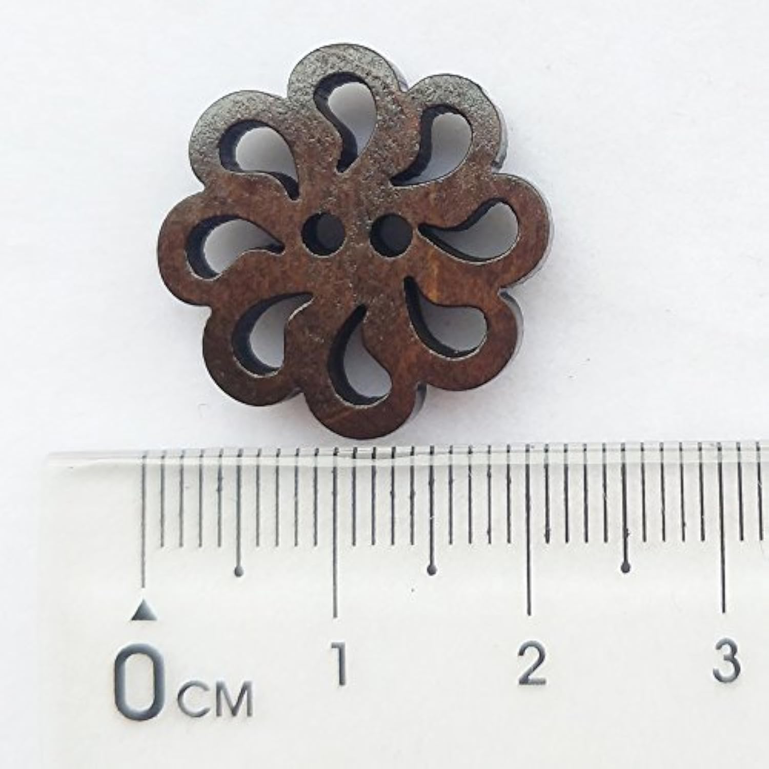 New Hollow Flower Wood Buttons 20Mm Sewing Craft Brown Wholesale 50Pcs