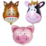 Farm Animal Balloons Pig Cow Horse Donkey Shaped Foil Mylar Balloon For Baby Shower Farm Animals Theme Birthday Party Supplies Decorations 3Pcs