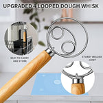 Danish Dough Whisk Stainless Steel Dough Hook Dutch Whisk For Sourdough Bread Dough Mixer Hand Wooden Handle Kitchen Whisking Mixing Tool Bread Making Tools And Supplies