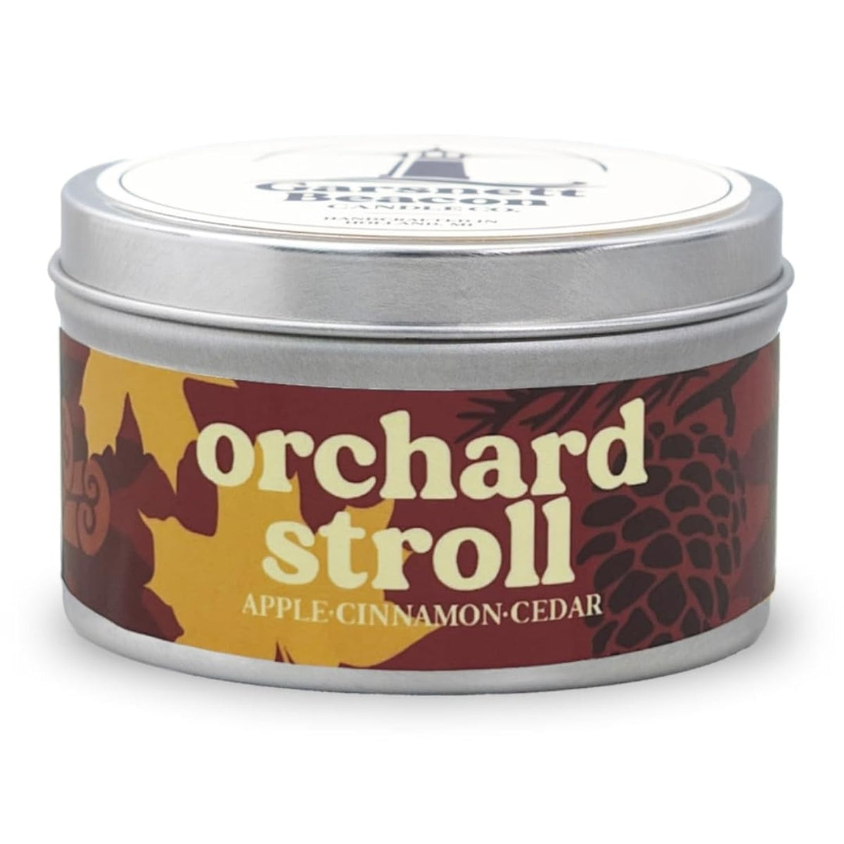 Orchard Stroll Fall Scented Tin Candle | Apple, Cinnamon, Cedar Highly Scented | Great For Home, Office | 100% Natural Soy Wax | 30+ Hour | Handcrafted In The Usa