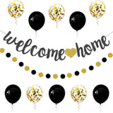 Welcome Home Decorations Glitter Welcome Home Banners Balloons Set Party Pennant Bunting Garland For New Home Family Birthday Christmas Wedding Boy Girl Baby Shower Hanging String Flag Black Golden
