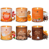 54Oz Winter Fall Scented Candles Set, 6Pack Soy Wax Candles House Warming Halloween Christmas Gifts, 9Oz Halloween Chirstmas Candles For Women Men Apple Pie/Cinnamon/Pumpkin/Vinilla/Hot Cocoa Candle