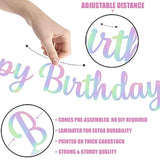 Glitter Iridescent Happy Birthday Banner - Pre-Strung 10 Feet, Happy Birthday Sign For Women Men Boys And Girls Iridescent Birthday Decorations