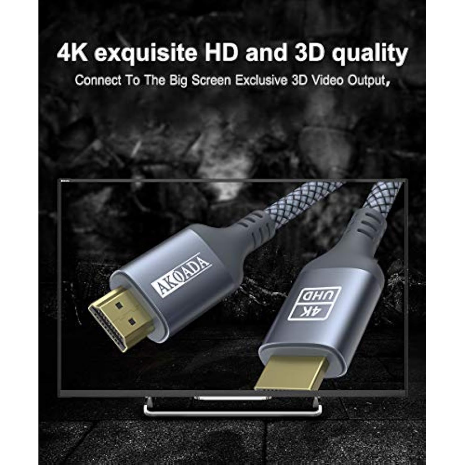 4K Hdmi Cable 25Ft, 18Gbps High Speed Hdmi 2.0 Cable Nylon Braided Cable 4K 60
