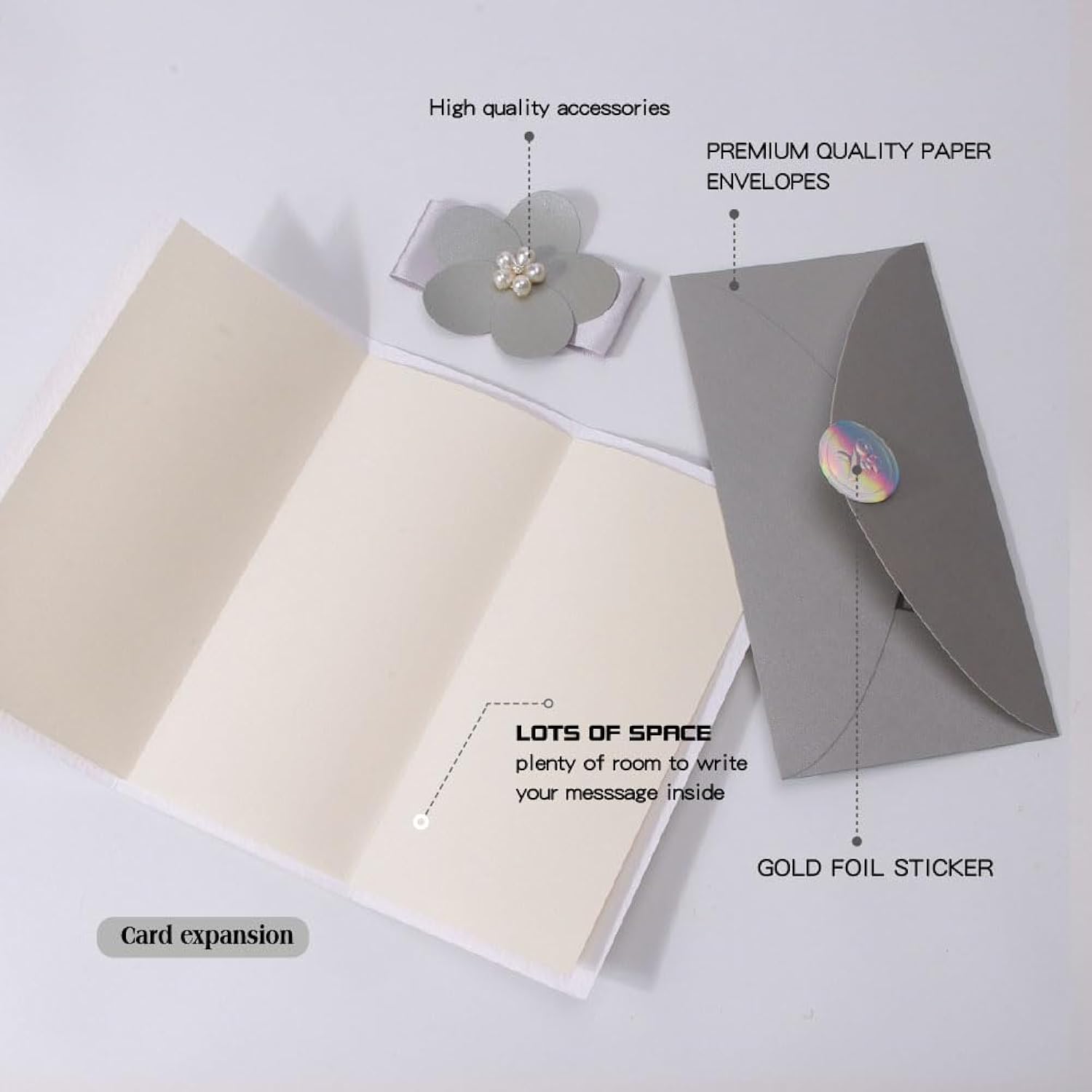 Thank You Cards With Envelopes,Thank You Notes For Wedding,Greeting, Happy Holidays, Business, Baby Shower (Silver)