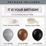 It Is Your Birthday Banner, The Office Theme Infamous Husband Birthday Party Decorations,Grey Brown Black Latex Balloons,White Crepe Streamer Rolls + Tape,The Office Birthday Decorations 49Pcs Kit
