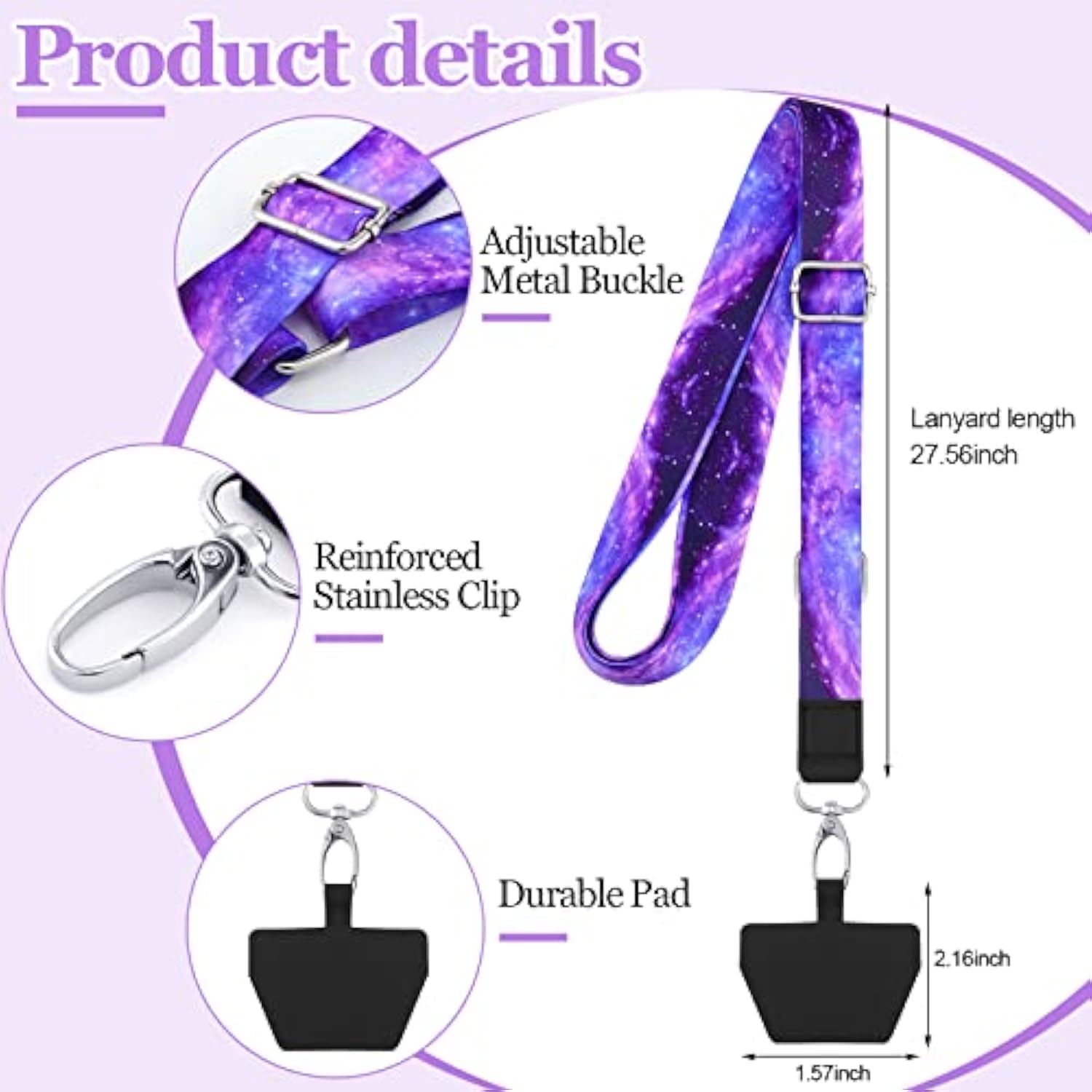 5 Pcs Crossbody Cell Phone Lanyards Universal Adjustable Neck Strap And Phone Patches Compatible With Most Smartphones(Star Pattern,Mixed Color)