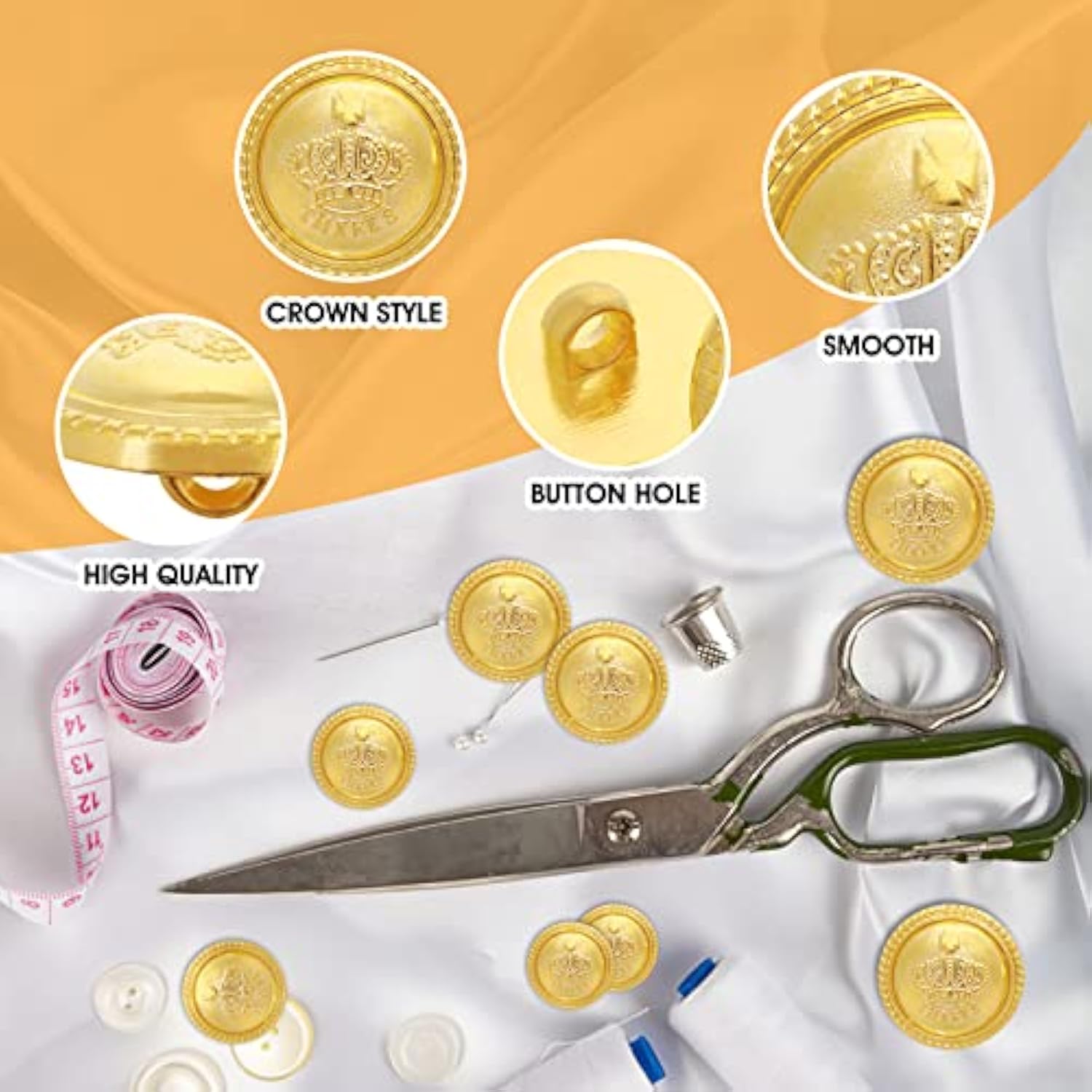 40 Pcs Gold Buttons For Blazer, Vintage Sewing Buttons For Jeans Suits